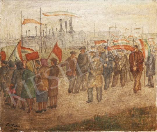  Lám, Ilona (Lám Ilus, Sz. Lám Ilona) - National Procession, 1946 painting