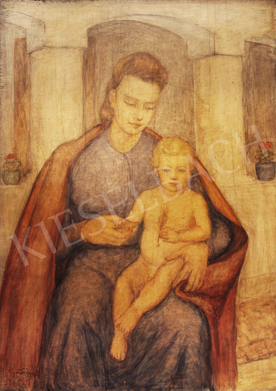  Lám, Ilona (Lám Ilus, Sz. Lám Ilona) - Mother with Child, 1941 painting