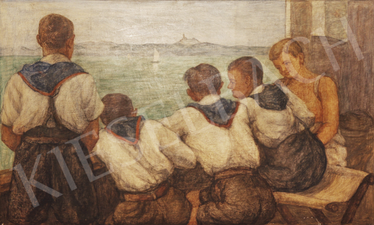  Lám, Ilona (Lám Ilus, Sz. Lám Ilona) - Scouts on the Lake Balaton painting