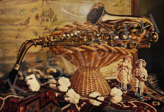 Eladó  Szinte János - Csendélet szaxofonnal festménye