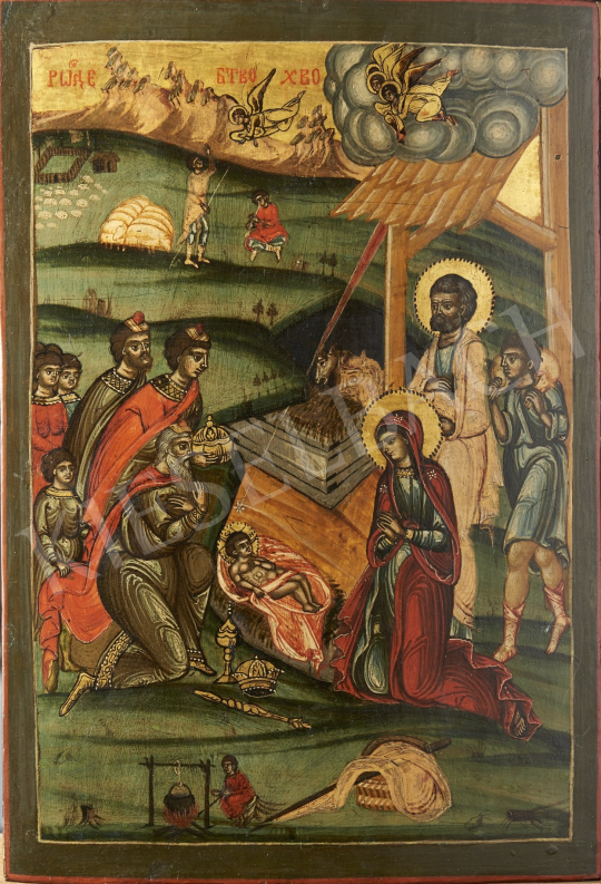  Greek Ikonpainter, 19th Century - Birth of Jesus, Greeak Ikon, 19th Century painting