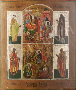  Russian Ikonpainter, 19th Century - The Birth of Christ, Russian Ikon, Restored, 19th Century 