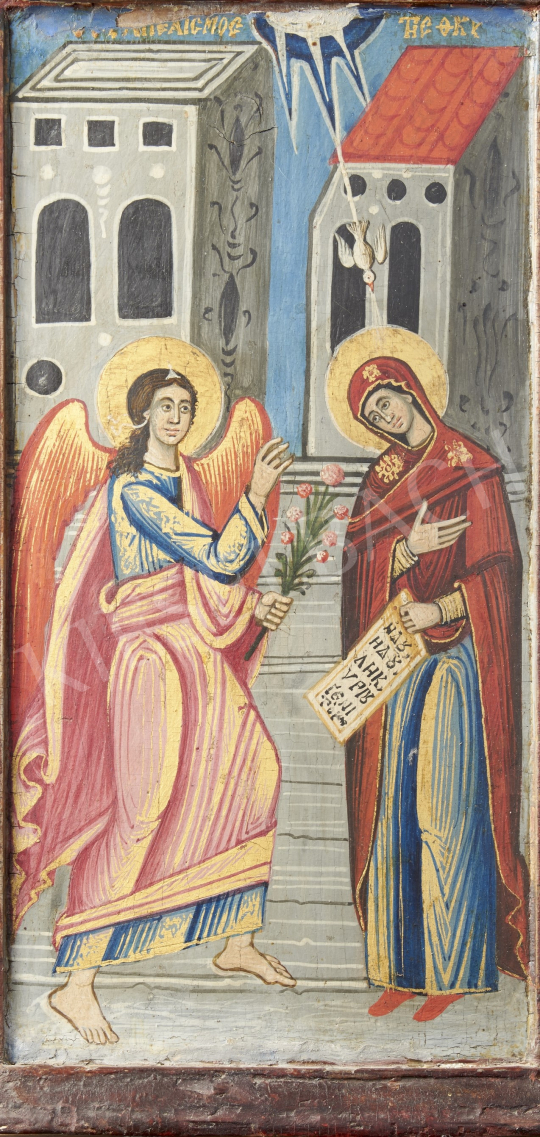  Serbian Ikonpainter, 19th Century - Annunciation, Serbian Ikon, 19th Century painting