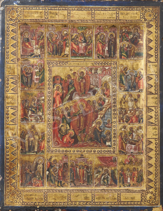  Orosz ikonfestő, 19. század - Krisztus élete, orosz ikon, 19. század festménye