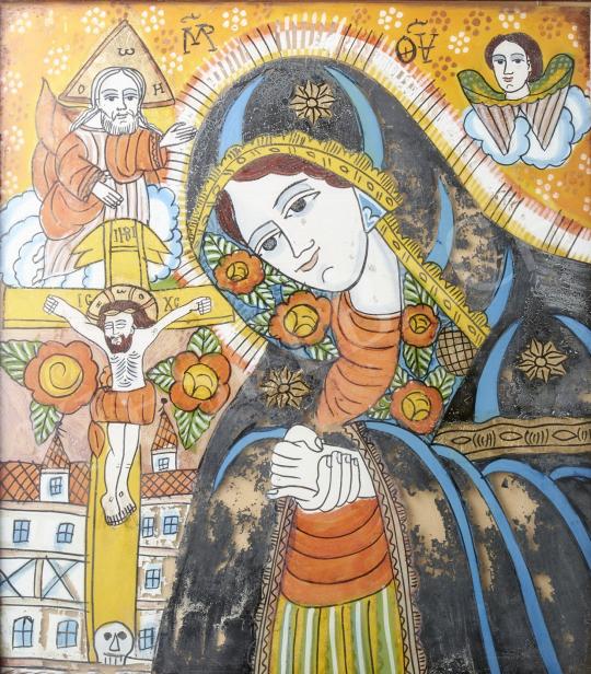 Eladó  Erdélyi ikonfestő, 19. század - Fogarasi üveg ikon, 19. század festménye