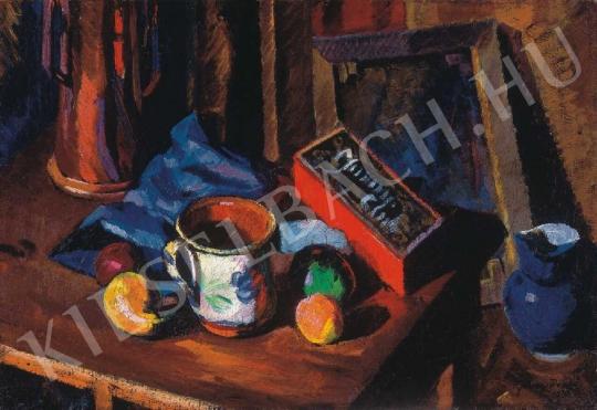  Tipary Dezső - Műtermi csendélet kék kancsóval, 1919 festménye