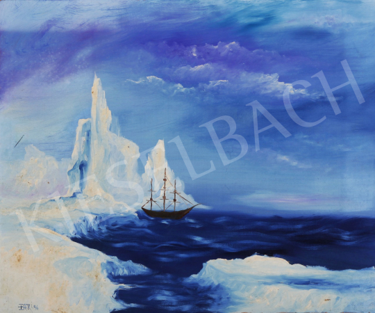 Eladó  Bari Janó - Vitorlás a jeges vizen festménye