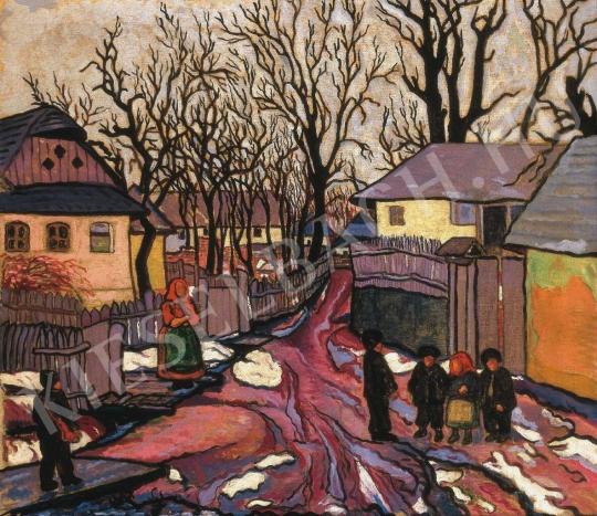 Boromisza, Tibor - Winter Street with Children, Early 1910s. painting