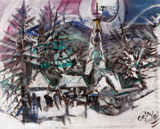 For sale  Cs. Nagy, András - Village in Winter 's painting