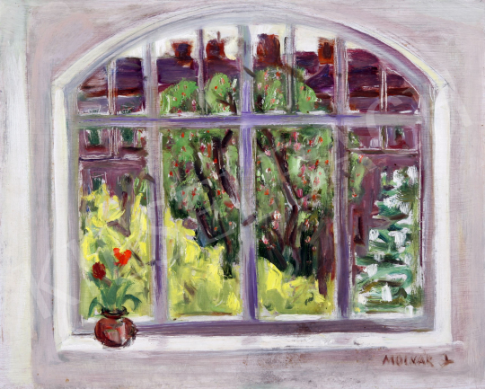 For sale  Unknown painter with a sign of Molnár L. - Fruit Tree from the Window 's painting