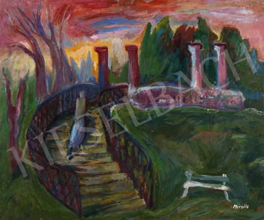  Mersits Piroska - Romok alkonyi fényben festménye