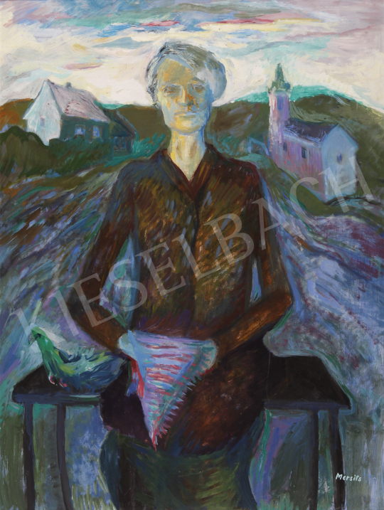  Mersits, Piroska - A Women at the end of the Village painting