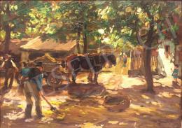 Gaál, Ferenc - Courtyard with Horse-Drawn Carriage, 1923 