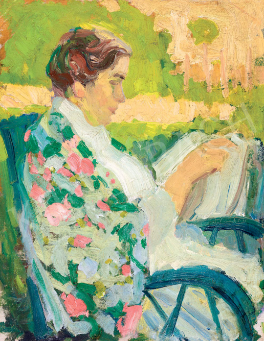 Egry, József - Woman Reading in a Sunlit Garden, c. 1907 | 55th Spring Auction auction / 23 Lot