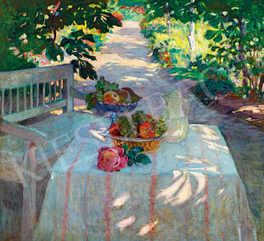  Unknown Hungarian painter, early 1900s - Sunlit Villa Garden with Afternoon Tea | 55th Spring Auction auction / 24 Lot