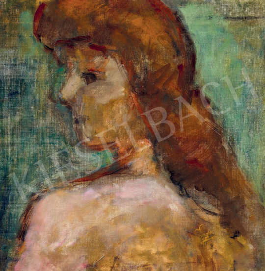  Czóbel, Béla - Girl with Red Hair in front of Green Drapery | 55th Spring Auction auction / 93 Lot