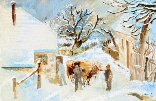  Szőnyi, István - Zebegény Street in Winter, 1938 | 55th Spring Auction auction / 105 Lot