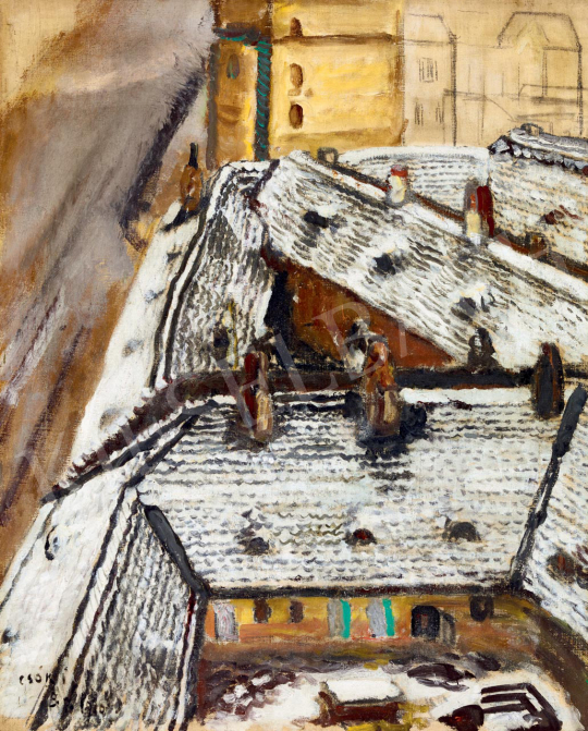  Csók, István - Snowy Roofs (View from the Studio), 1910 | 55th Spring Auction auction / 134 Lot