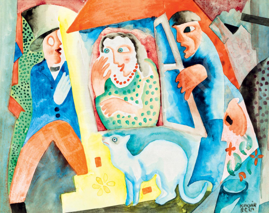  Kádár Béla - Szerelmi jelenet, 1925 körül | 55. Tavaszi Aukció aukció / 143 tétel