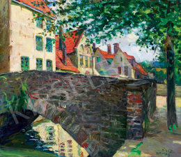 Kiss, Rezső - Town Scene with a Stone Bridge (Brugge) 