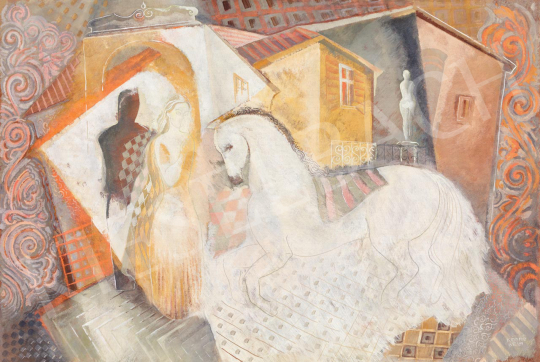  Kádár Béla - Art deco kompozíció lóval, 1930-as évek | 55. Tavaszi Aukció aukció / 193 tétel