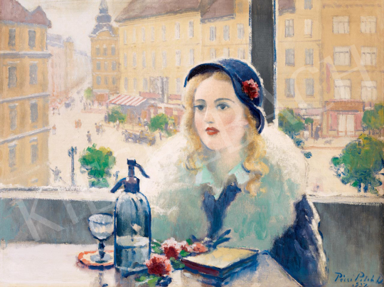 Pécsi-Pilch, Dezső - Girl with a Hat in a Café (In the City), 1937 | 55th Spring Auction auction / 4 Lot