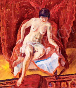  Mágori Varga, Béla - Female Nude in Red, c. 1940 