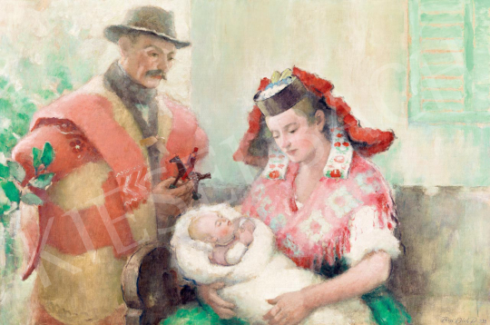 Pécsi-Pilch Dezső - Vásárból érkezve (Család), 1935 | 55. Tavaszi Aukció aukció / 208 tétel