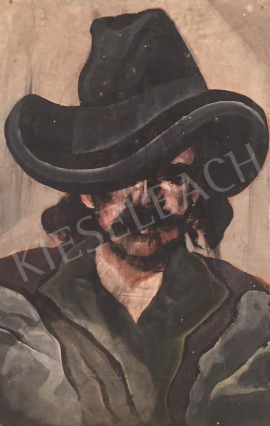 Eladó  Scheiber Hugó - Kalapos férfi festménye