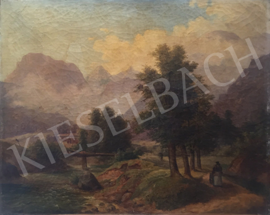  Unknown Artist, ca. 1865 - Landscape with Traveller, ca.1865 painting