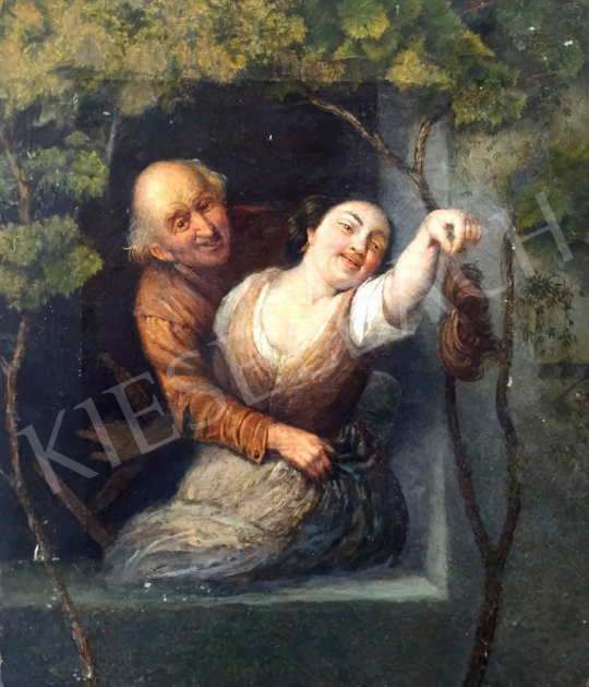  Ismeretlen közép-európai művész, 19. század második fele - Udvarlás festménye