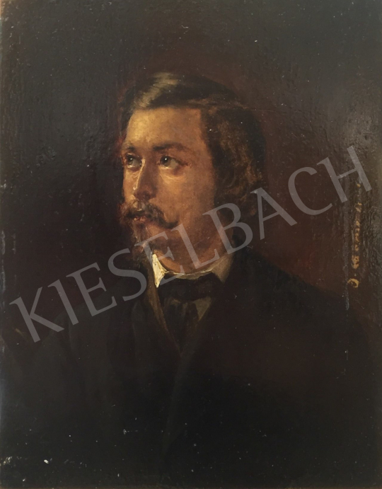  Ismeretlen művész, 19. század utolsó harmada - Ismeretlen férfi bajusszal festménye