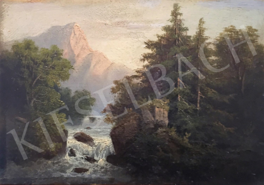  Unknown Artist with Hein Signaturne - River, Backgrounds with Mountains painting