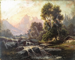  Unknown Austrian Artist  Unreadable Signature - Brook with House 