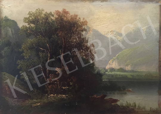  Unknown Artist with Hein Signaturne - Forest Detail, Backgrounds with Mountains painting