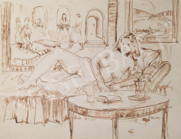 Dániel, Kornél Miklós (Fisch Kornél) - Lying Women Nude in the Interior, 1993 