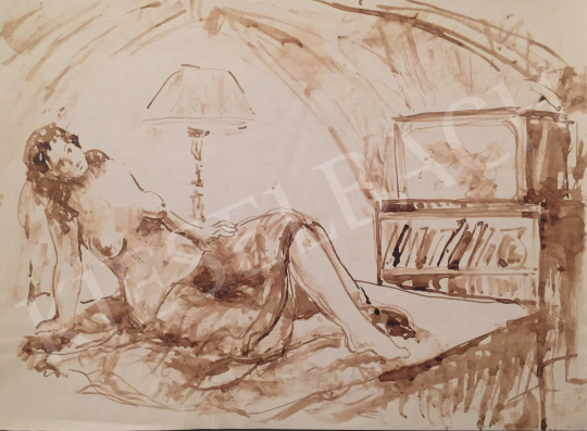 For sale Dániel, Kornél Miklós (Fisch Kornél) - A Woman Lying in the Interior, 1992 's painting