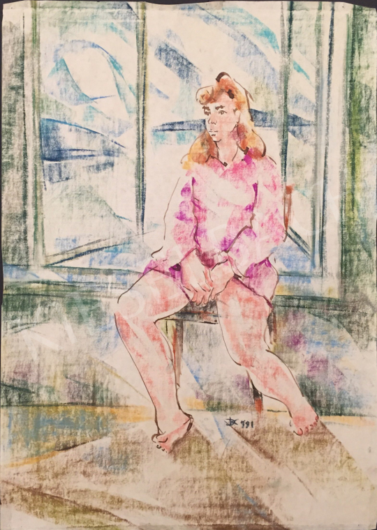 Eladó Dániel Kornél Miklós - Ablakban ülő nő, 1991 festménye