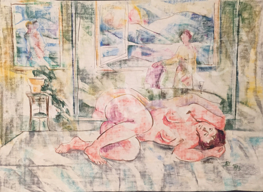 For sale Dániel, Kornél Miklós (Fisch Kornél) - Female Nude Lying on the Sofa, 1992/1993 's painting