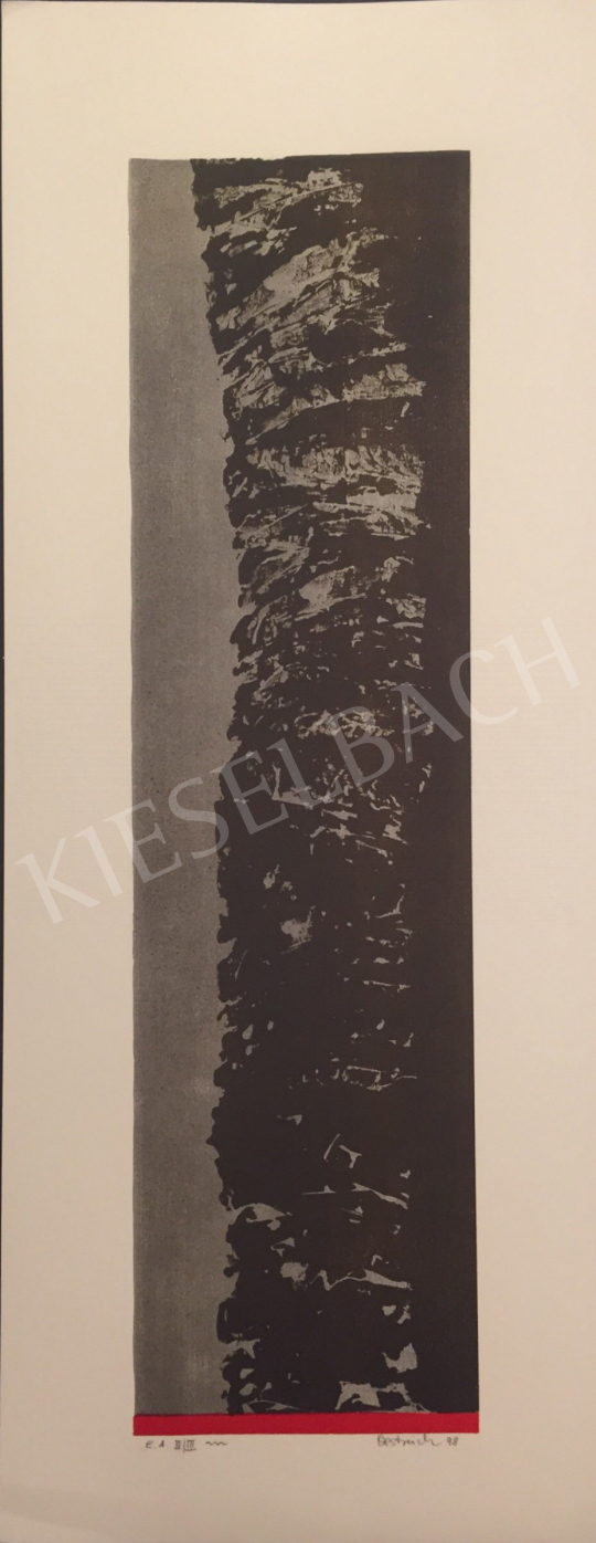 For sale  Unknown Artist with Oestreich Signature - Grey Black Composition with Red Stripes, 1998 's painting