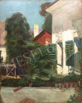 Burghardt Rezső - Udvar, 1909 festménye