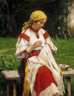 Unknown painter - Sewing girl 