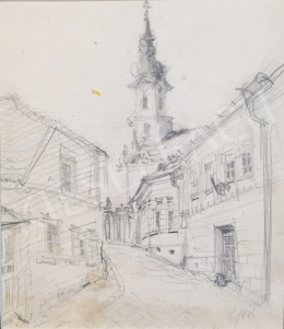  Gaál, Imre - Street Image with Church 