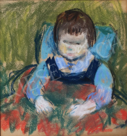  Szecsődi, Klára (Claire) - Toddler in Blue Bibs, circa 1960 