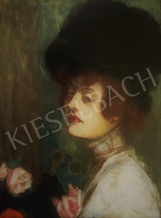 Rippl-Rónai József - Fekete kalapos hölgy (Kunffyné portréja), 1907 körül festménye