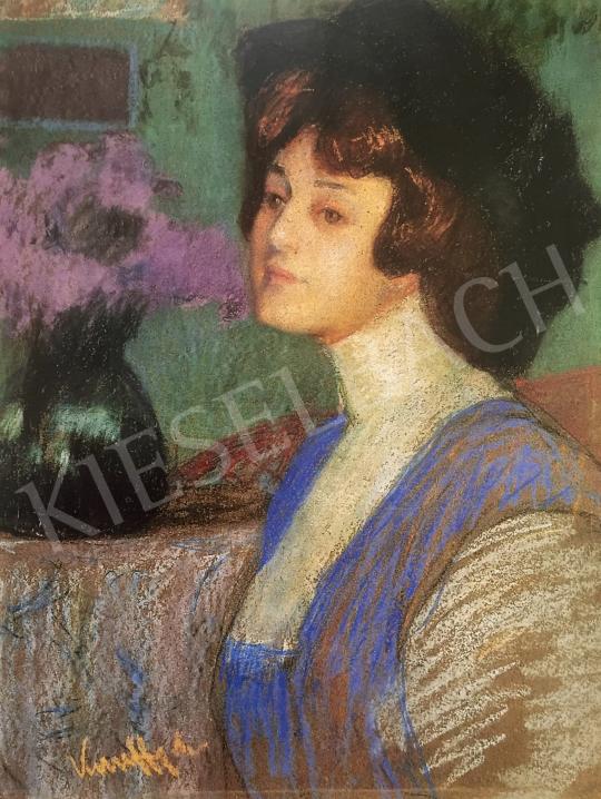  Kunffy Lajos - Nő fehér blúzban (Kunffyné portréja), 1907 körül festménye