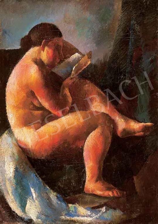 Aba-Novák, Vilmos - Nude, Reading. About 1925 painting