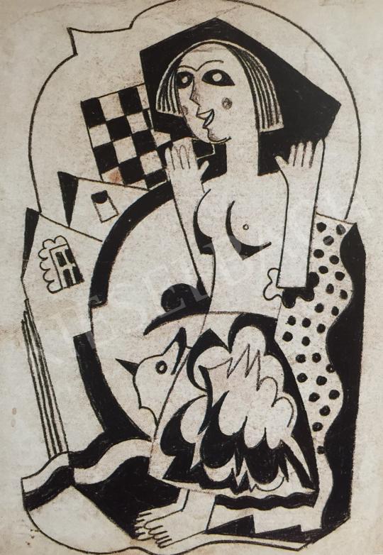  Kádár, Béla - Female Nude with a Dog. Early 1920s painting