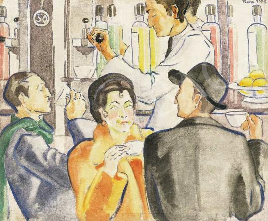  Móricz, Margit, - Café in Rome, 1937 painting
