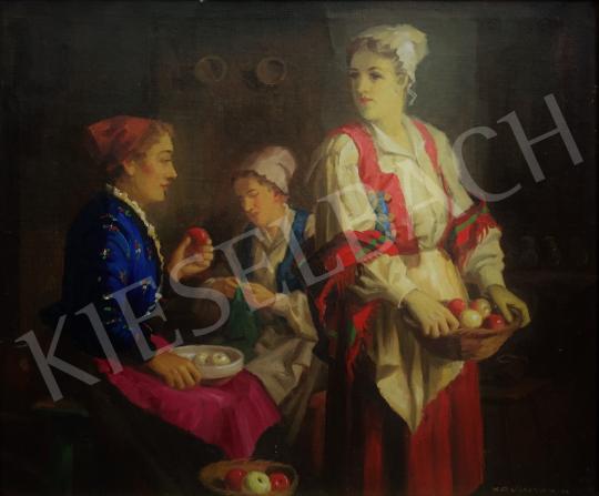 Krusnyák, Károly - Girls in the Kitchen painting